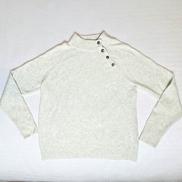 J. Crew Button Sweater soft Wool-blend, Cream & Grey, Minimalist Women's Size M - Picture 3 of 6